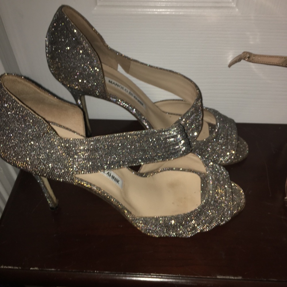 Manolo blahnik silver Dress heels